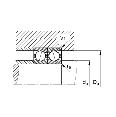 主轴轴承 B7040-C-T-P4S, 调节，成对安装，接触角 α = 15°，限制公差